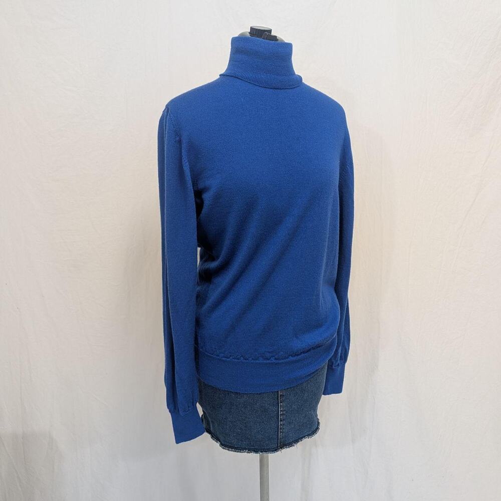 Nordstrom cerulean royal blue 100% merino wool turtleneck sweater, size M